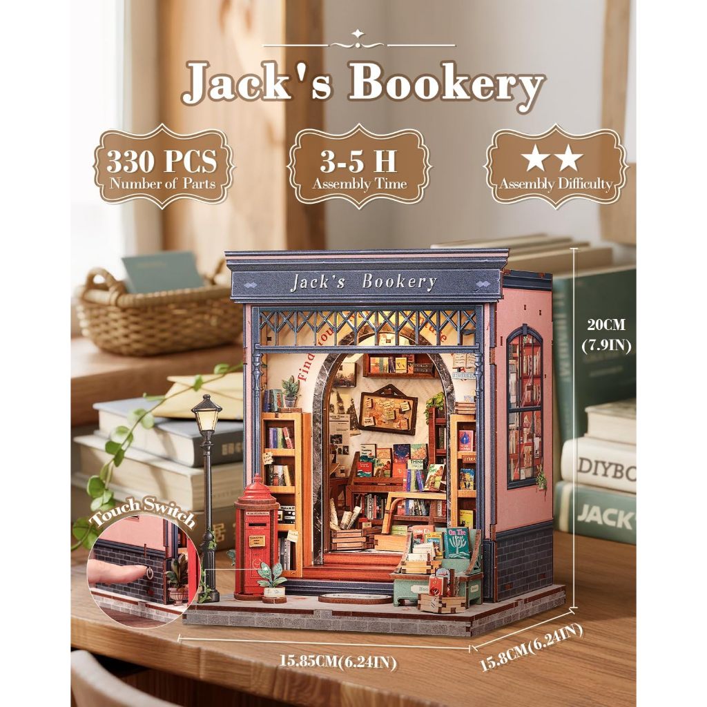 หนังสือ Nook Kit - DIY Miniature House Dollhouse Kit สําหรับผู้ใหญ่และวัยรุ่น, Booknook Tiny House B