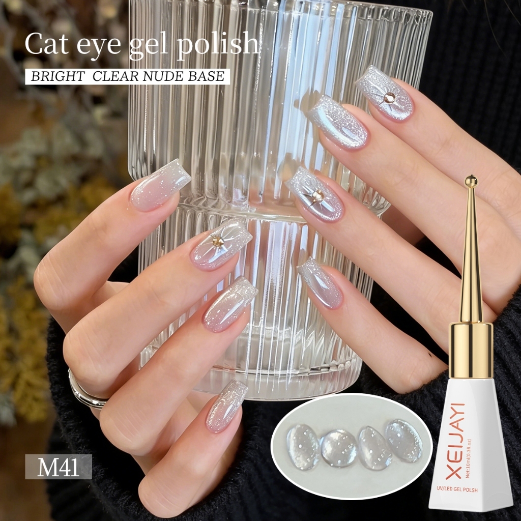 XEIJAYI 10ml-Moonlight Silver Cats Eye Gel Nail Polish เหมาะสำหรับร้านทำเล็บและทุกสีผิว