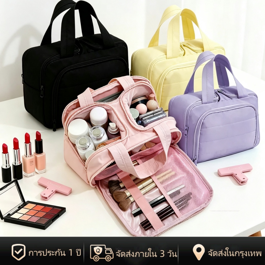 [พร้อมส่งในไทย] กระเป๋าเครื่องสำอาง วัสดุ ผ้าฝ้าย กระเป๋าจัดระเบียบ กระเป๋าใส่อุปกรณ์อาบน้ำ กันน้ำ