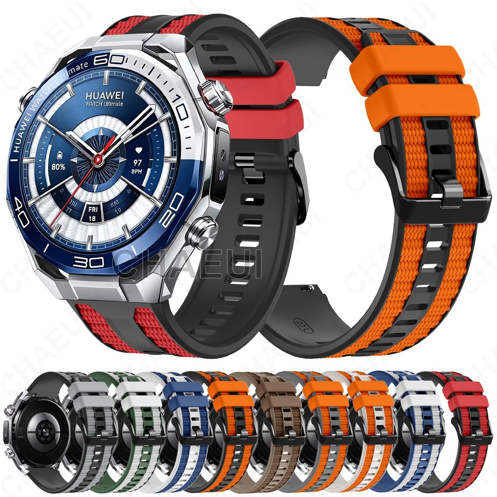 ซิลิโคนห่วงสร้อยข้อมือสายคล้องทนทานสายรัดข้อมืออุปกรณ์เสริมสําหรับ Huawei Watch Ultimate 2 / GT4 GT5 GT6 Pro 46mm