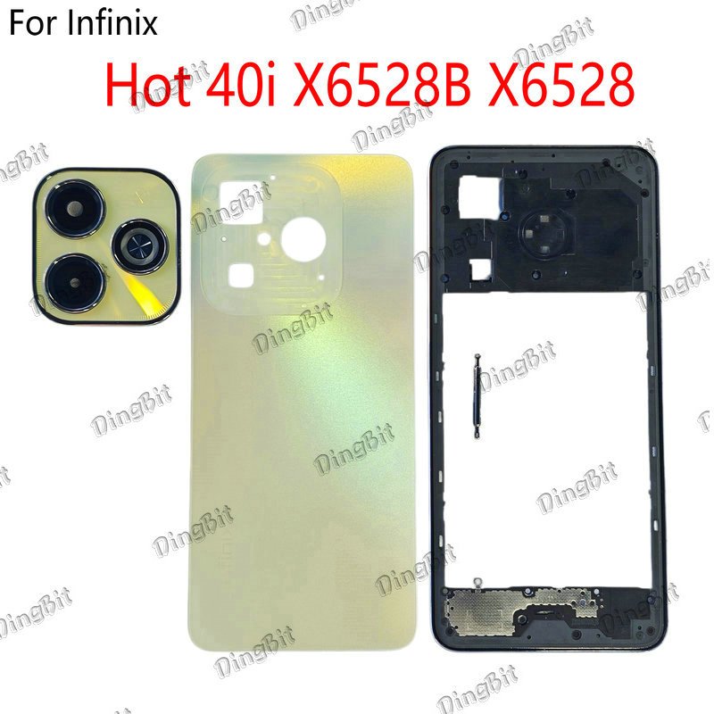 สําหรับ Infinix Hot 40i X6528B X6528 ฝาหลังกรณีประตูกรอบกลางกล้องเลนส์เปลี่ยนชิ้นส่วน