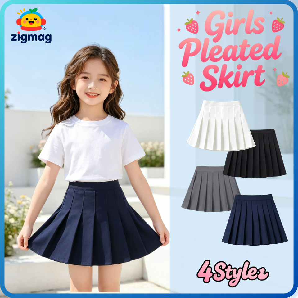 กระโปรงสั้น 4 สีตัวเลือก 3-8 ปี กระโปรงสีขาว