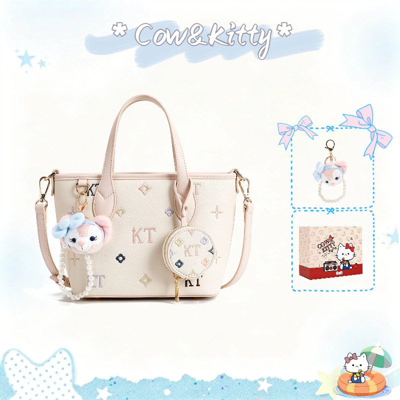Cow&Kitty กระเป๋าถือแบบใหม่ สำหรับผู้หญิง ออกแบบนูนการ์ตูน กระเป๋าสะพายข้าง สไตล์วิทยาลัย