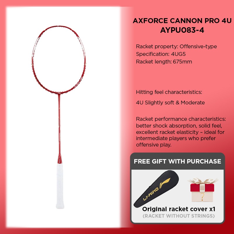 LI-NING AXFORCE CANNON PRO(4U) ไม้แบดมินตันการฝึกอบรมการแข่งขัน Unisex AYPU083