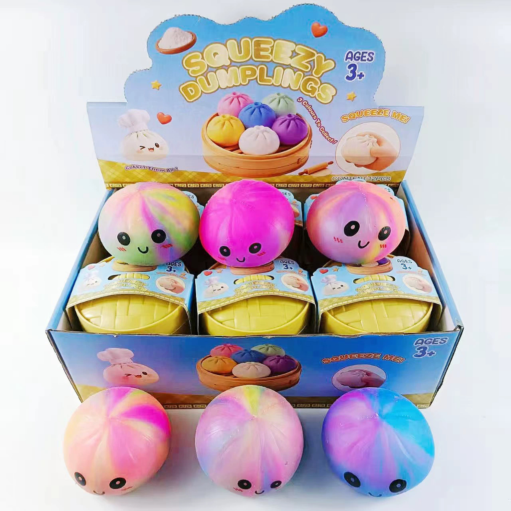 Rainbow Dumpling Squishy Fidget ของเล่นจําลองอาหาร Squishes Bun บีบความเครียดลูกบอลของเล่นแฟนของขวัญ