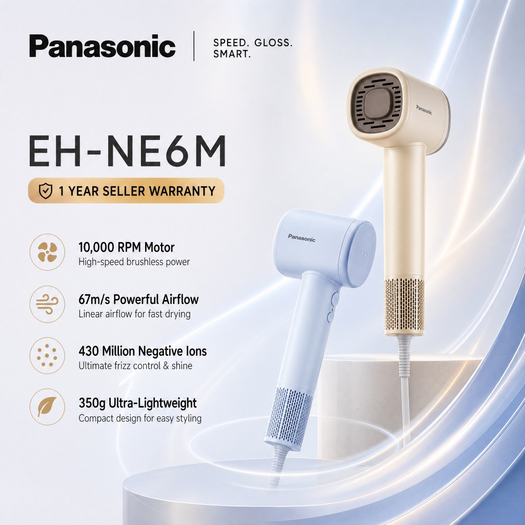 PANASONICEH-NE6M Ionity ไดร์เป่าผมพร้อม Linear Airflow - เบจอ่อน / สีฟ้าอ่อน