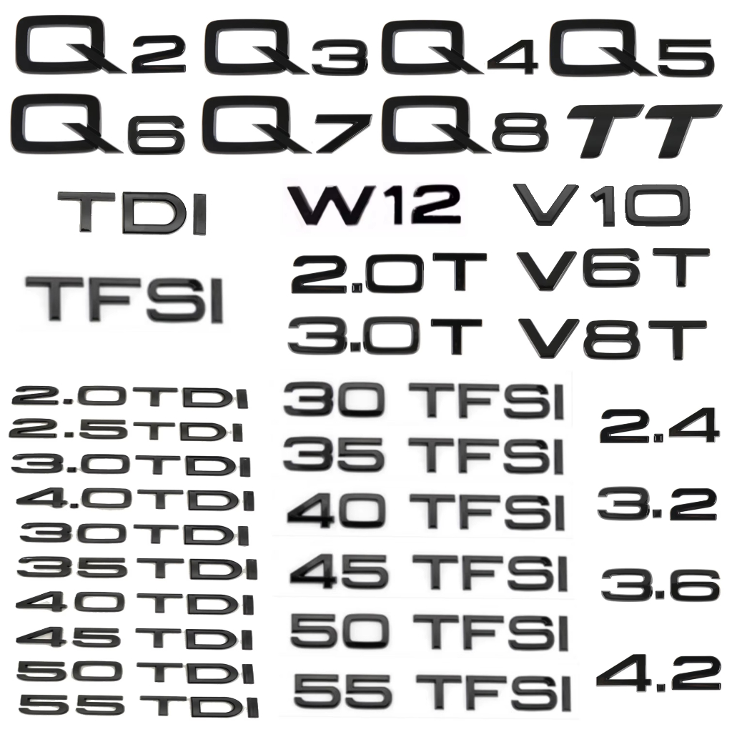 ABS ตัวเลขตัวอักษร Q2 Q3 Q4 Q5 Q6 Q7 Q8 35 45TFSI 2.0T 30 40 50 TDI Emblem สําหรับ Audi Q series รถ 
