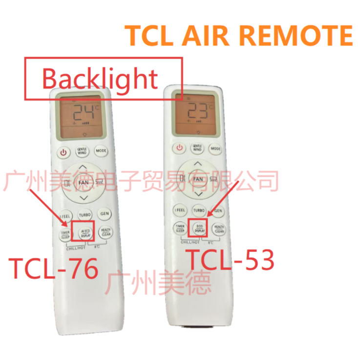 (Backlight) TCL-76 รีโมทคอนโทรลใหม่สําหรับ TCL-53 Fahrenheit Celi converter เครื่องปรับอากาศรีโมทคอนโทรลสําหรับ TCL air T-Pro TAC-WDP RC2000E02