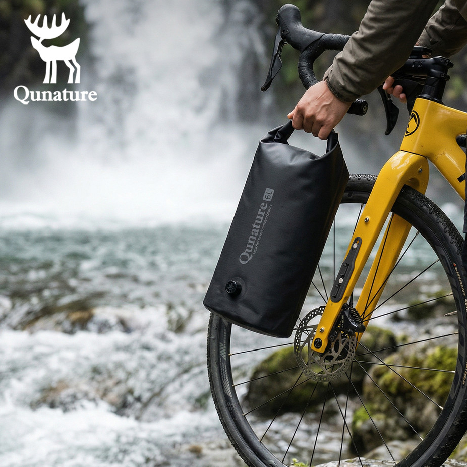 Quature กระเป๋ากันน้ํา Roll-Top 6L ความจุขนาดใหญ่ Multi-ใช้ขี่จักรยาน Camping Travel ถังกันน้ําเดินป