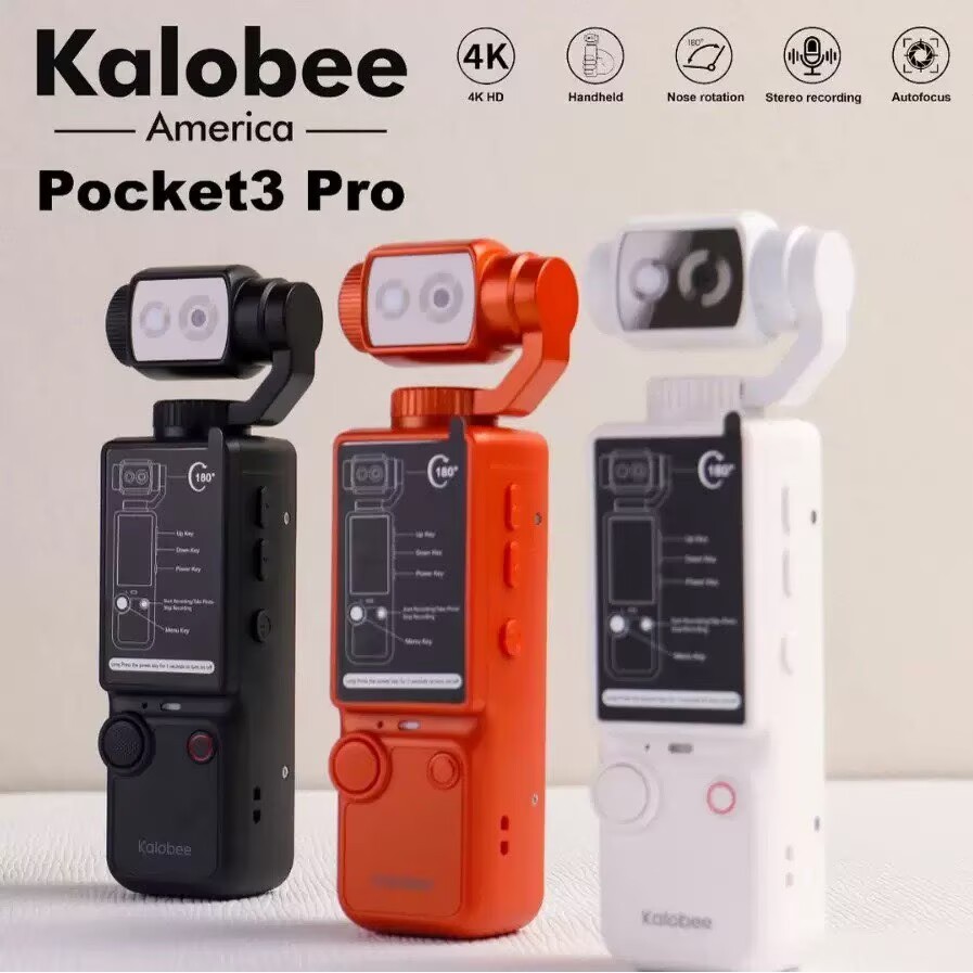 Kalobee กระเป๋า 3 pro 2026 พรีเมี่ยม 2.5K กล้องมือถือ Auto Focus & เติมแสงกระเป๋ากล้องสําหรับ Vloggi