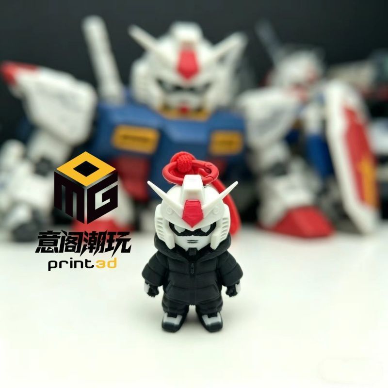 Yuanzu Gundam รุ่น Q Down Jacket พวงกุญแจ 3D พิมพ์โมเดลจี้รูป