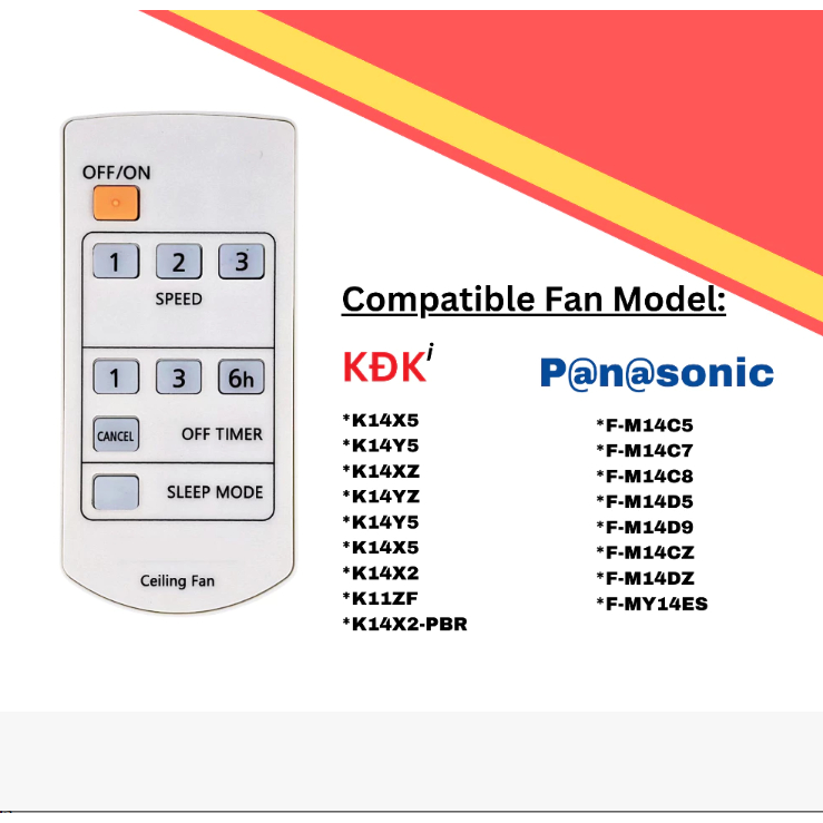สําหรับ Panasoniic KDK พัดลมเพดานรีโมทคอนโทรลเปลี่ยน Bayu Series PKC-65 F-M14C5 F-M14D5 F-M14C7 F-M1