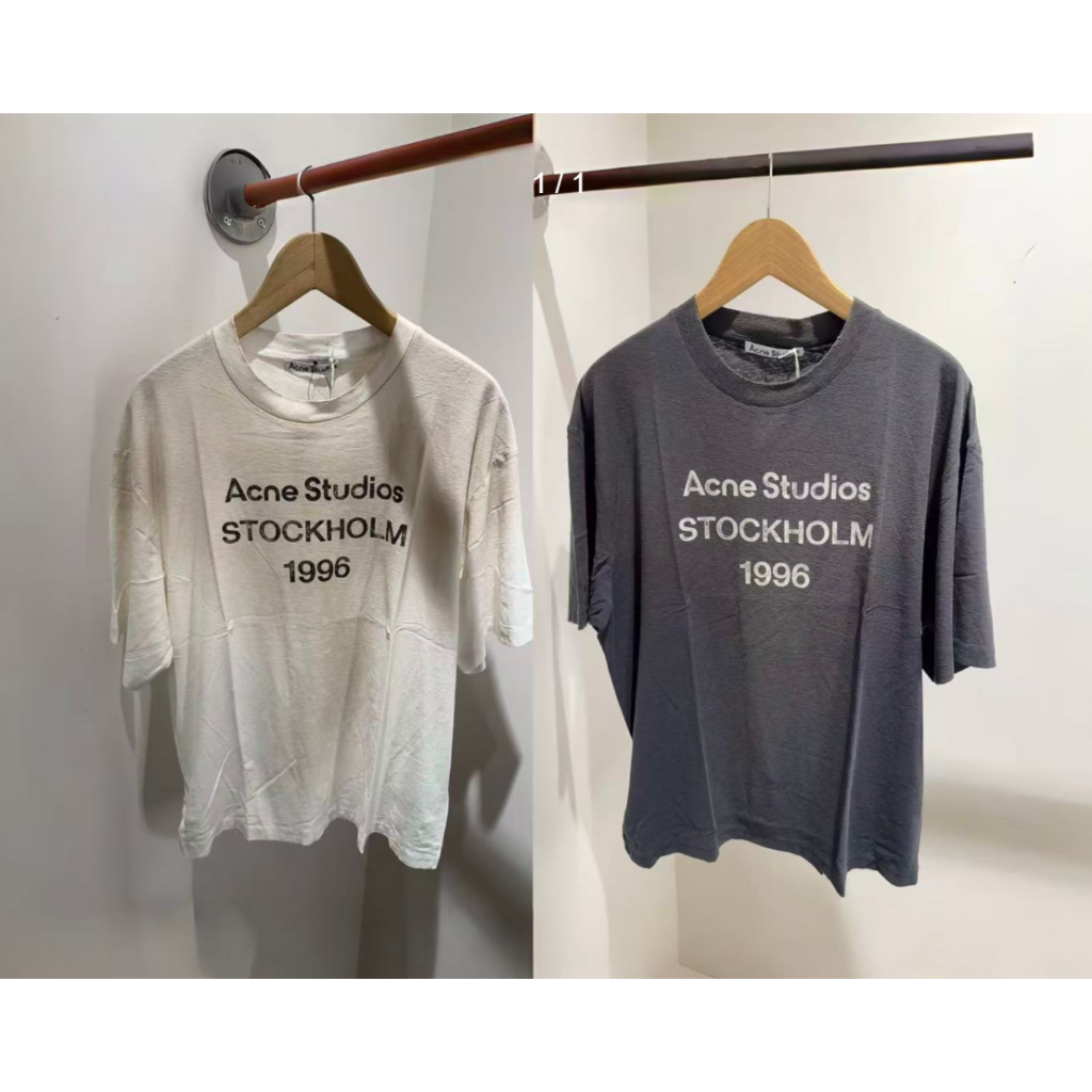 ผู้ชายผู้หญิง1996ชุดโลโก้หลวมย้อนยุคสเปรย์ด้อยรอบคอแขนสั้นเสื้อยืด