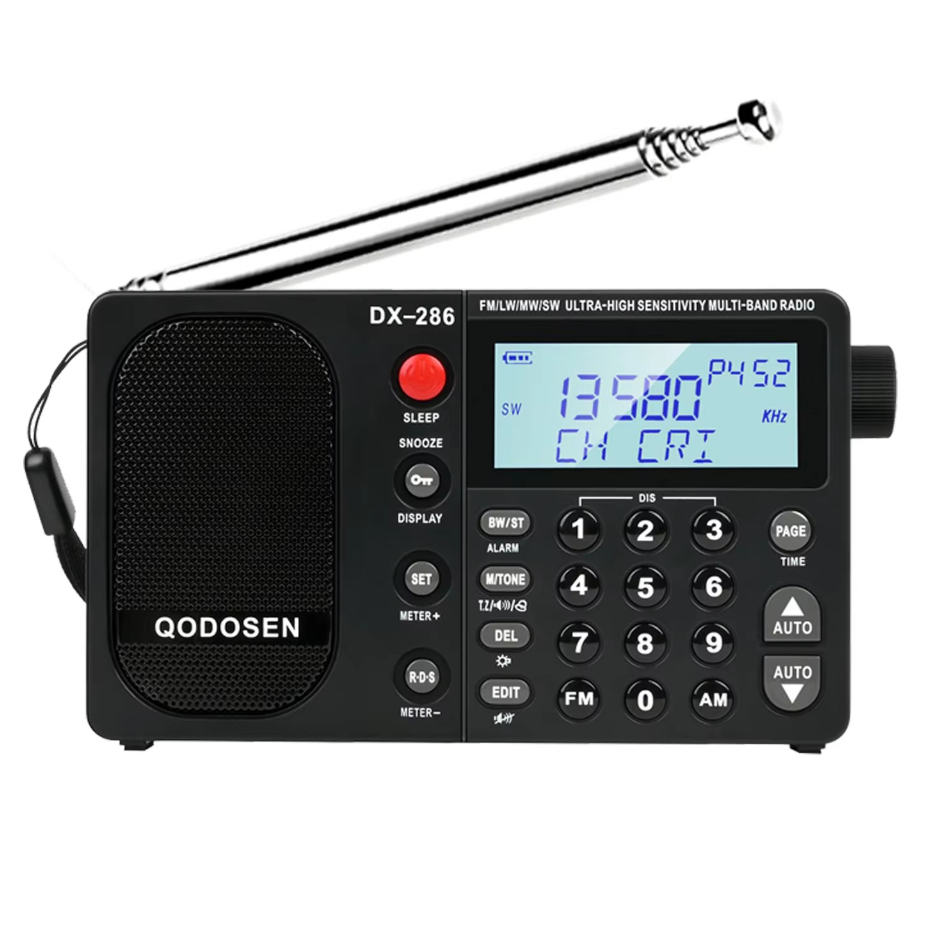 QODOSEN DX-286 วิทยุแบบพกพา AM/FM/LW/SW Digital World Full Band วิทยุ tef6686 ชิปรถ