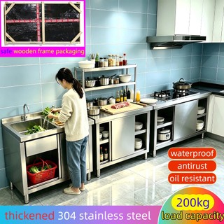 Stainless Steel Kitchen Sink With Cabinet Set Counter Top Island Table For Kitchen Sideboard Cabinet