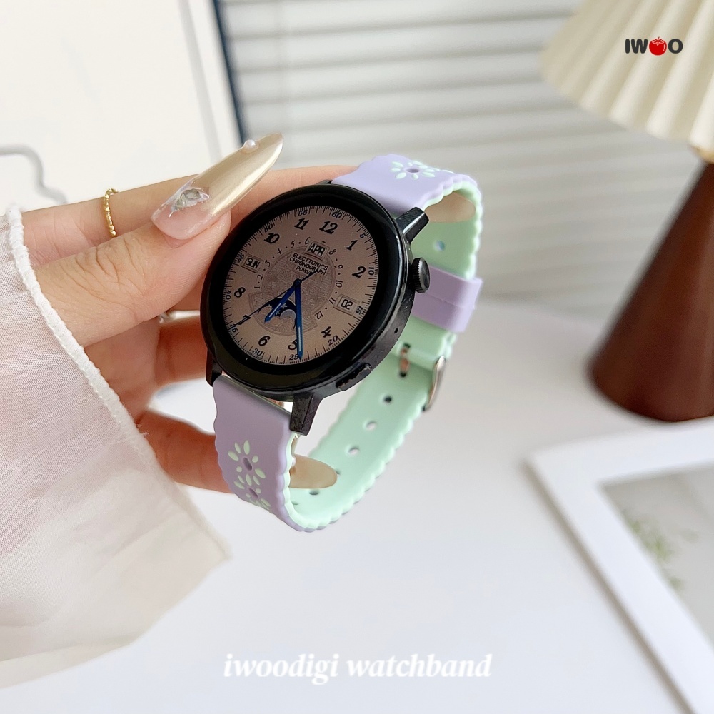 18 20 มม.ดอกไม้สดซิลิโคนสําหรับ Garmin venu4 41 มม./venu 3s/2s/vivoactive 6/5/SQ2/Forerunner 165/158 สุภาพสตรีสายคล้อง