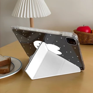 Miffy สําหรับกรณี iPad A16 Gen11 Air 7 M3 2025 M4 Pro 11 Gen10 Air 6 5 4 10.9 Gen9 Gen8 Gen7 10.2 Simple Line Miffy Bunny Y-พับอะคริลิคพร้อมดินสอสล็อต