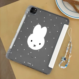Miffy สําหรับกรณี iPad A16 Gen11 Air 7 M3 2025 M4 Pro 11 Gen10 Air 6 5 4 10.9 Gen9 Gen8 Gen7 10.2 Simple Line Miffy Bunny Y-พับอะคริลิคพร้อมดินสอสล็อต
