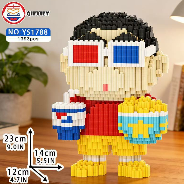 ของเล่นบล็อกตัวต่อ Crayon Shin-Chan อนุภาคขนาดเล็กประกอบของเล่นเครื่องประดับปริศนาบล็อกตัวต่อ