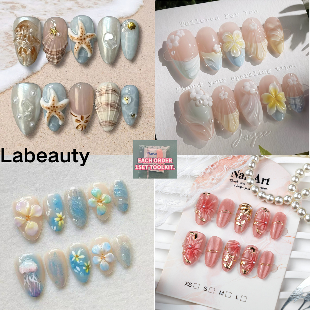 ทําด้วยมือ ประดิษฐ์กดบนเล็บรักหวานคริสตัลส่องไฟเล็บปลอมชุดนํามาใช้ใหม่ที่ถอดออกได้