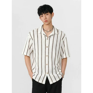 🌊Knit collection • เสื้อถักแขนสั้น ลายริ้วเส้นเล็ก Red / Brown knit shirt🏝️