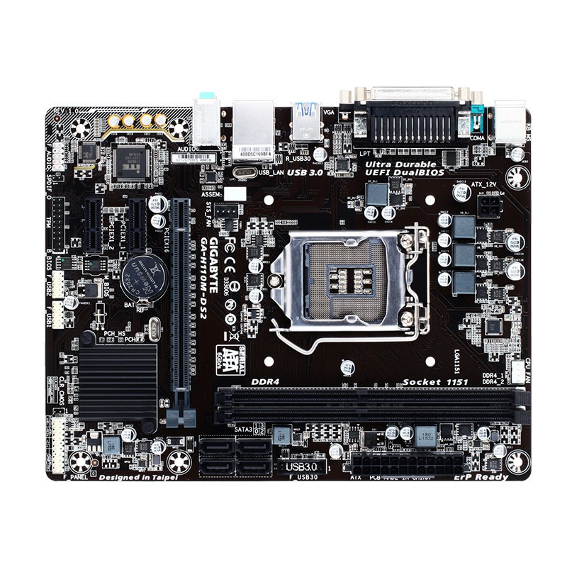 Gigabyte H110M-DS2 เมนบอร์ด DDR4 32GB Intel H110 ชิปเซ็ตรองรับโปรเซสเซอร์ Intel 14nm