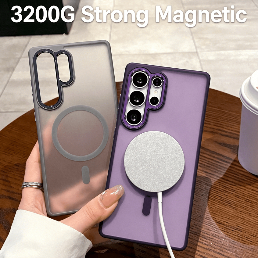 Samsung S26/S25/S24 Matte Strong Magnetic Case Anti-Fingerprint เลนส์โลหะกันกระแทก TPU + PC
