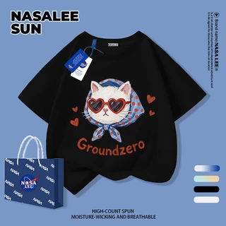 [กรุงเทพฯ จัดส่ง] เด็กผ้าฝ้ายเสื้อยืดสีขาวการ์ตูนแมวสนุกพิมพ์ฤดูร้อนเสื้อผ้าระบายอากาศแขนสั้นเหมาะสําหรับ 3-16 ชายหญิง