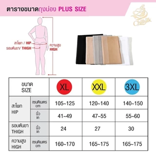 Chillsilk ถุงน่องคนอ้วน Plus Size 15D ถุงน่อง เชอรีล่อน กระชับ ทน ใส่สบาย กันต้นขาเสียดสี ไม่รัดท้อง SW-MF-8-9