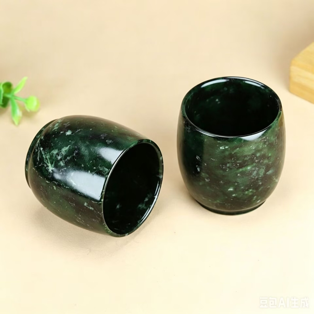 หยกธรรมชาติบริสุทธิ์ Xizang Medicine King Shizangyu Master Cup การดูแลสุขภาพ dark green energy Healt