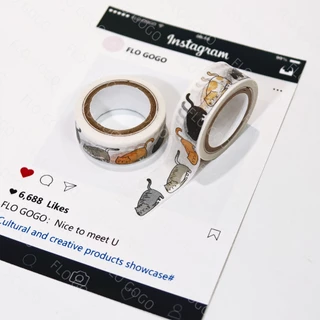 เทปวาชิ ลายหันหลัง 15มม.×5ม. 7 ลาย น่ารัก นั่ง แมวกลม มาสกิ้งเทป เทปลายแมว เทปตกแต่ง เทปแต่งสมุด แพลนเนอร์ ไดอารี่ สแครปบุ๊ค DIY เครื่องเขียน ทาสแมว Flo gogo