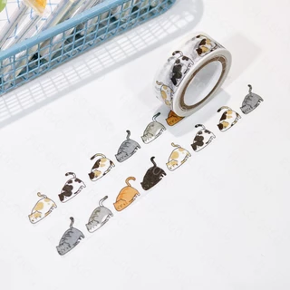 เทปวาชิ ลายหันหลัง 15มม.×5ม. 7 ลาย น่ารัก นั่ง แมวกลม มาสกิ้งเทป เทปลายแมว เทปตกแต่ง เทปแต่งสมุด แพลนเนอร์ ไดอารี่ สแครปบุ๊ค DIY เครื่องเขียน ทาสแมว Flo gogo