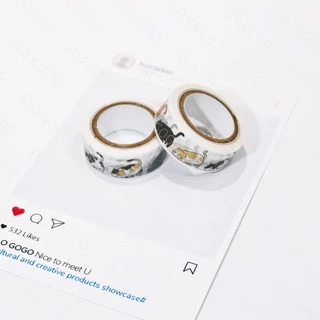 เทปวาชิ ลายหันหลัง 15มม.×5ม. 7 ลาย น่ารัก นั่ง แมวกลม มาสกิ้งเทป เทปลายแมว เทปตกแต่ง เทปแต่งสมุด แพลนเนอร์ ไดอารี่ สแครปบุ๊ค DIY เครื่องเขียน ทาสแมว Flo gogo