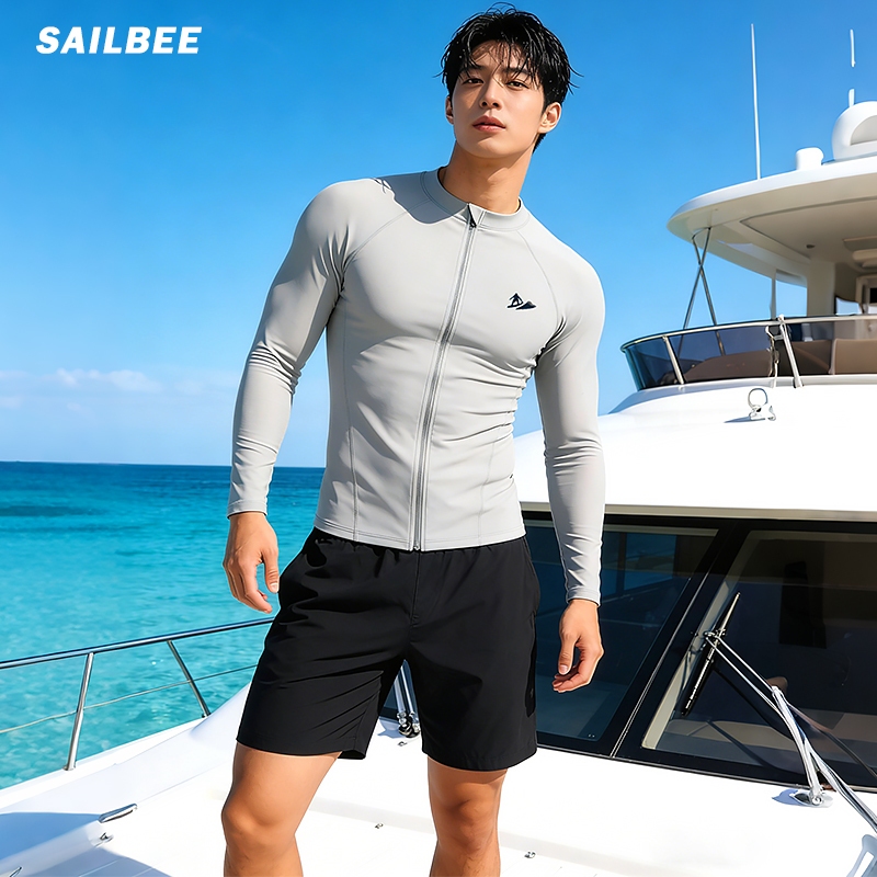 SAILBEE Mens UV Protect Surfing Rash Guard ชุดว่ายน้ําแขนยาว Rashguard Surf เสื้อ