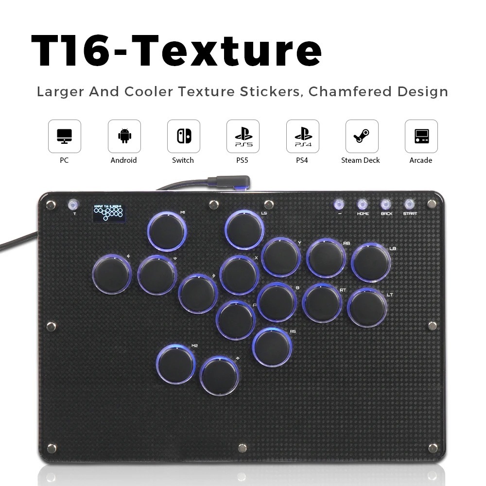 ⭐⭐⭐Haute42 T16-Texture Stickless Arcade Stick Controller Hitbox Leverless Controller สําหรับ PC/PS4/PS5/Switch อาเขต Hitbox คีย์บอร์ด