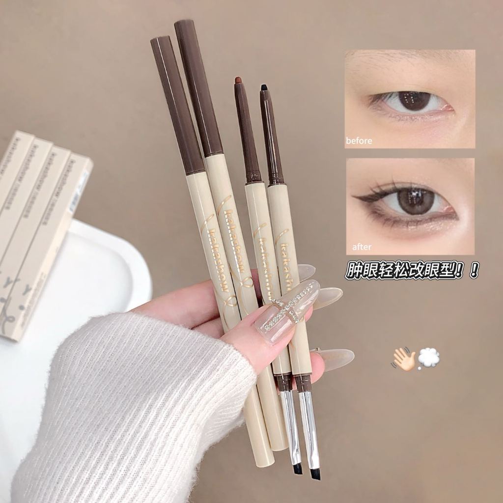 Kakashow กันน้ําอายไลเนอร์เจลดินสอ Double Ended พร้อมแปรงติดทนนาน Smudge Proof Eye แต่งหน้าสําหรับ Aegyo Sal Daily Eye แต่งหน้า NO.C680