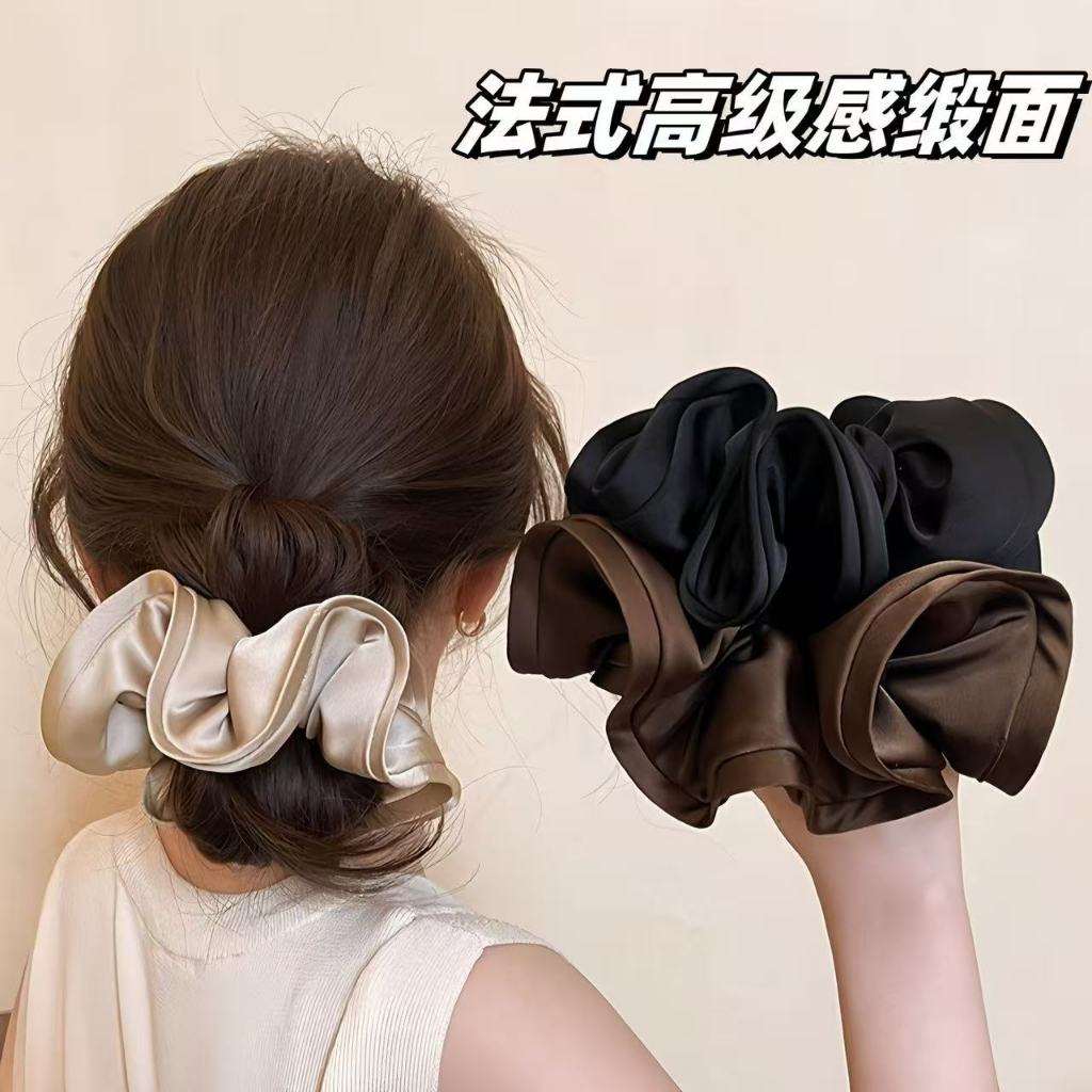 3 ชิ้น ~ ซาตินความรู้สึกระดับไฮเอนด์ Scrunchy แหวนผมผมหางม้าเชือกผมเชื้อราขอบผมแหวน