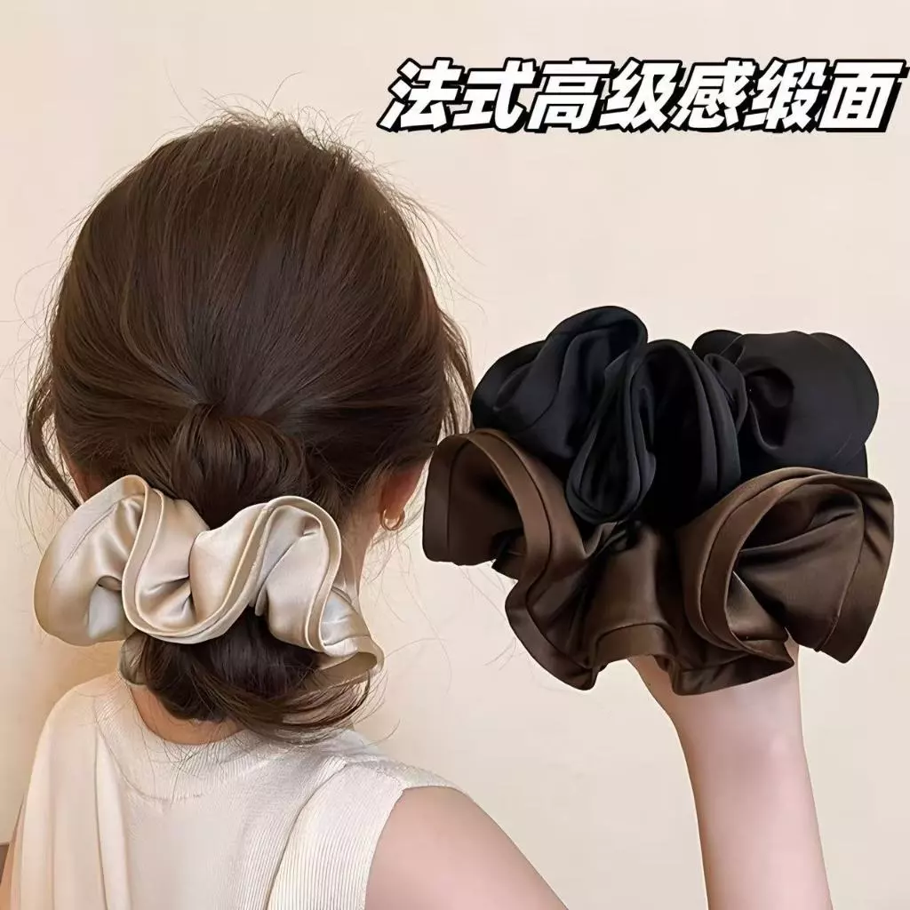 3 ชิ้น ~ ซาตินความรู้สึกระดับไฮเอนด์ Scrunchy แหวนผมผมหางม้าเชือกเชื้อราขอบผมแหวน