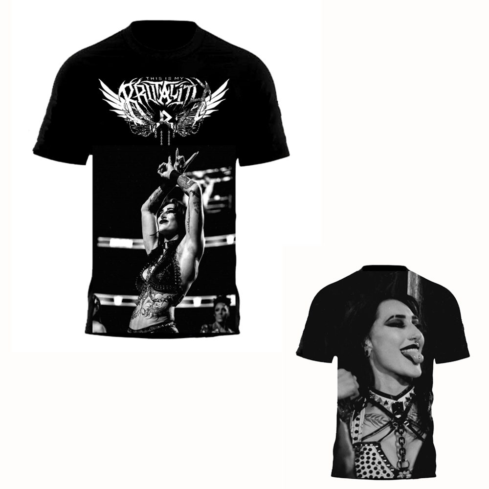 Wwe Mens Black This is My Rhea Ripley Photo Show เสื้อยืด