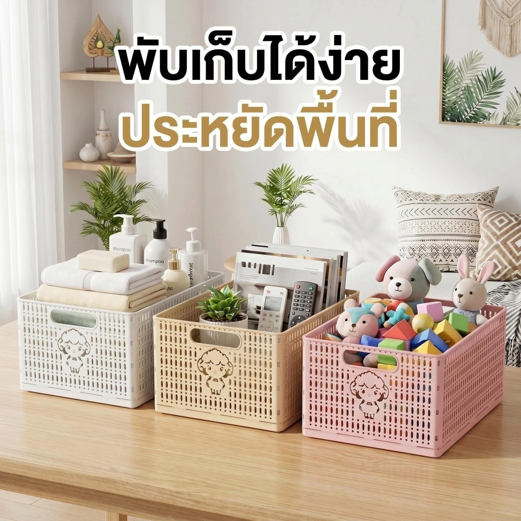 ตะกร้าเก็บของ กล่องเก็บของ กล่องเก็บของ กล่องจัดระเบียบเก็บของแบบมัลติฟังก์ชั่น