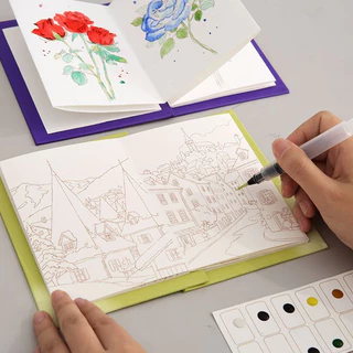 บันทึกภาพวาดสีน้ําออร์แกนภาพวาดสีน้ําสมุดระบายสีภาพวาดกราฟฟิตีหนังสือเด็กสมุดระบายสีสีน้ํามาพร้อมกับสี