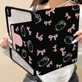 HelloKitty สําหรับ iPad A16 Gen11 Air 8/7 M4 M3 2026 M4 Pro 11 Gen10 Air 6 5 4 10.9 Gen9 Gen8 Gen7 10.2 Simple Line Miffy Bunny Y-พับอะคริลิคพร้อมดินสอสล็อต