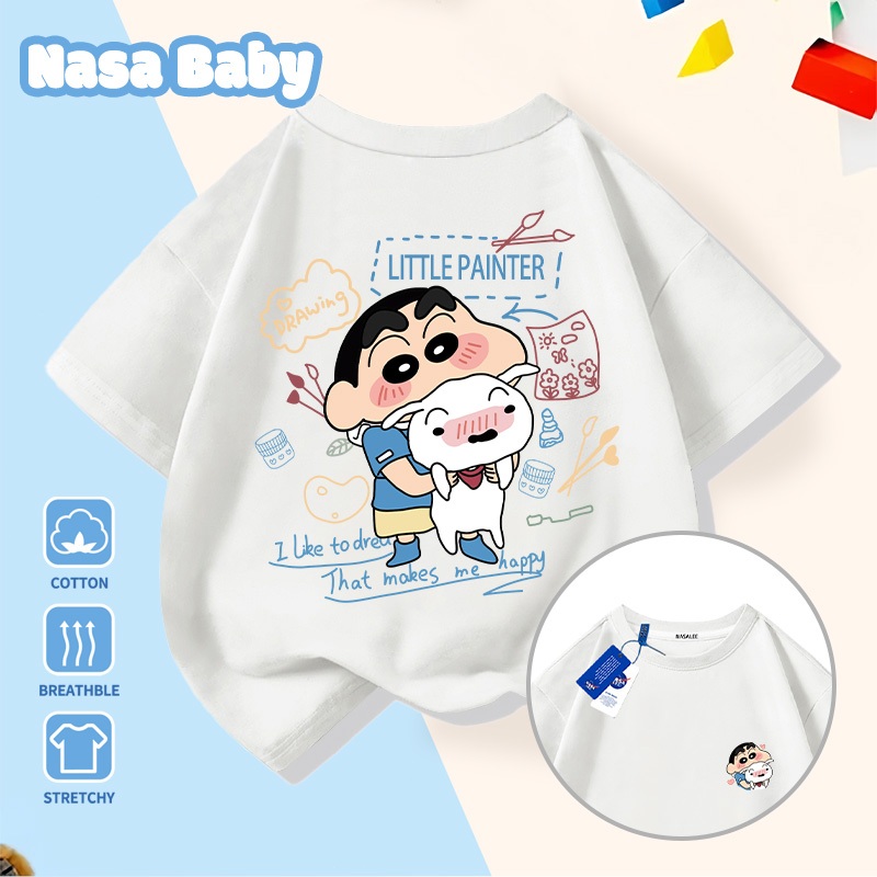 เสื้อยืดลาย NASA คราฟต์ลิตเติ้ล ฮีโร่ เสื้อครึ่งแขนผ้า Cotton ระบายอากาศ สำหรับเด็กชายหญิง ใส่สบายช่วงซัมเมอร์