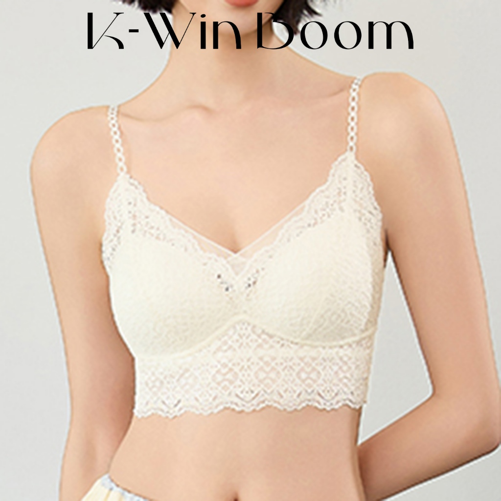 K-WinBoom ชุดชั้นในสตรีแบบไร้โครง ระบายอากาศได้ ชุดชั้นในลูกไม้ กระชับ ทำให้หน้าอกเรียบเนียน คอวีลึก เซ็กซี่ นุ่มสบาย