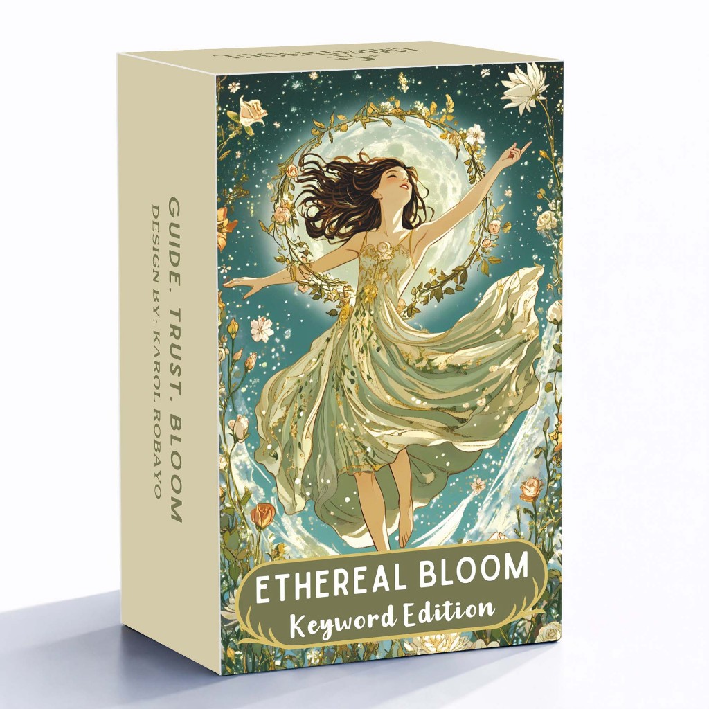 78 ไพ่ทาโรต์ 13x8 ซม. รุ่น Ethereal Bloom Tarot Keyword เชื่อมต่อด้วยแสงด้านใน เหมาะสําหรับผู้เริ่มต้น ชุดการ์ดเกม