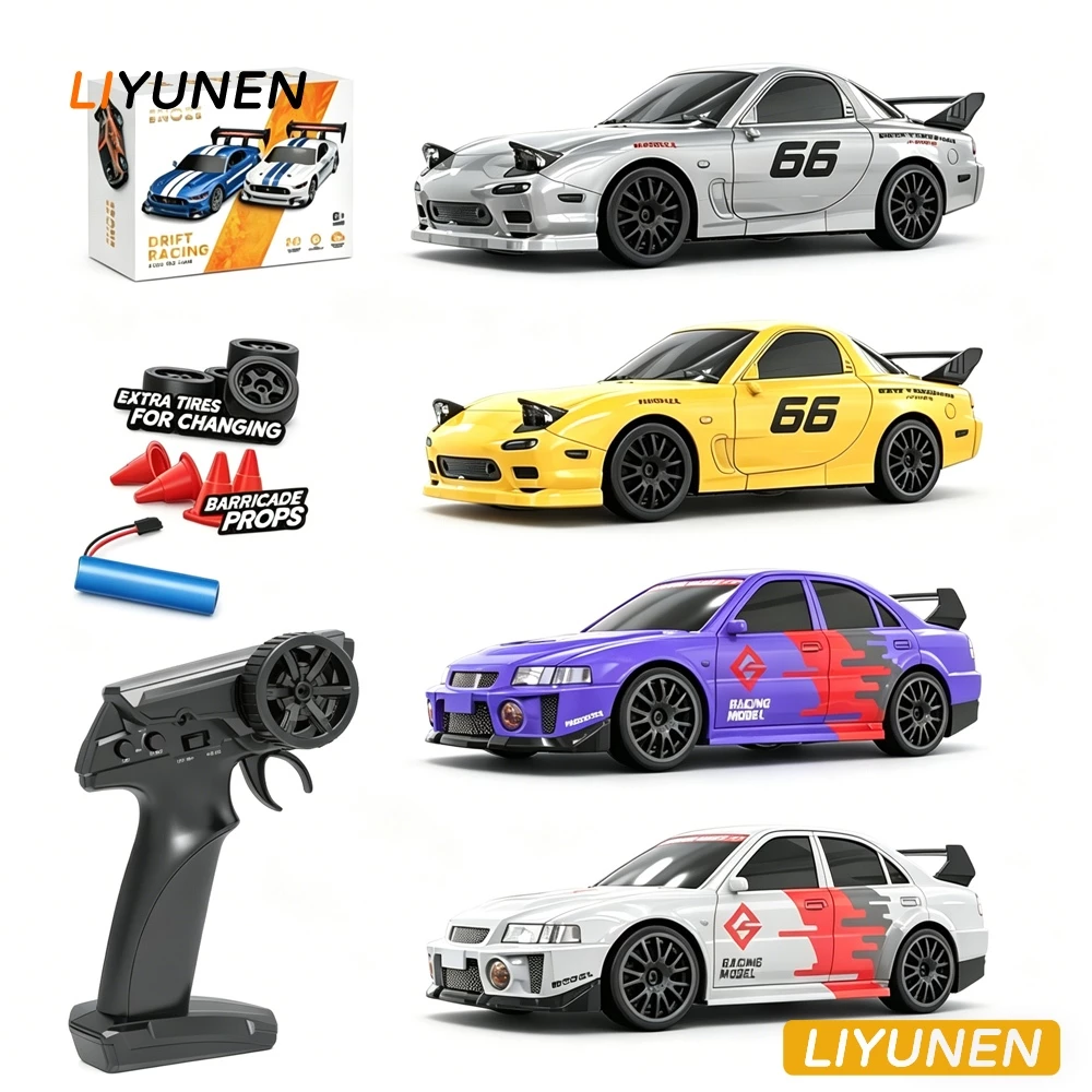 1/24 4WD RC Drift รถของเล่น RX7 GTR Porsche รุ่น Proportional คันเร่ง 2.4G รีโมทคอนโทรลความเร็ว Racing กีฬา Mitsubishi Mustang รถของเล่นเด็ก