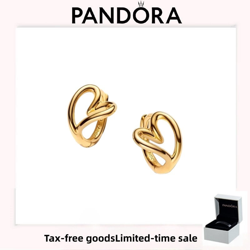 เครื่องประดับ PANDORA (พร้อมกล่อง) ต่างหูห่วงเล็กรูปหัวใจหรูหราคุณภาพสูง