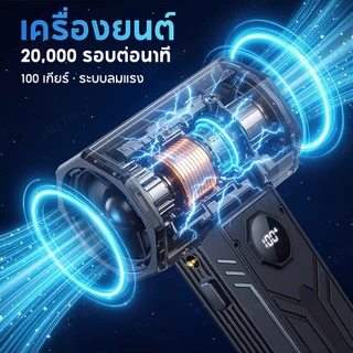 ALLTOU พัดลมเทอร์โบเจ็ท 3 IN 1 เครื่องเป่าลม 20000Rpm Jet Blower ปรับระดับลมได้ 100 ระดับ turbo electric air blower 8000mAh ทำความสะอาดฝุ่น / เป่าฝุ่น / กำจัดฝุ่น ทำความสะอาดรถยนต์ / เป่าในรถ คอมพิวเตอร์ / ระบายความร้อน PC