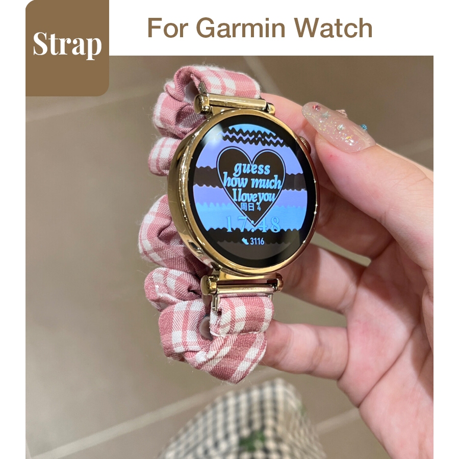 ผู้หญิงลายสก๊อตญี่ปุ่นขนาดใหญ่ลำไส้แหวนสายรัดยืดหยุ่นสำหรับ Garmin Venu4 Venu3s Vivoactive 6 5 Forerunner 970 570 255 265 245 สำหรับ Galaxy สำหรับ Amazfit Xiaomi 18 มม.20 มม.22 มม. Huawei