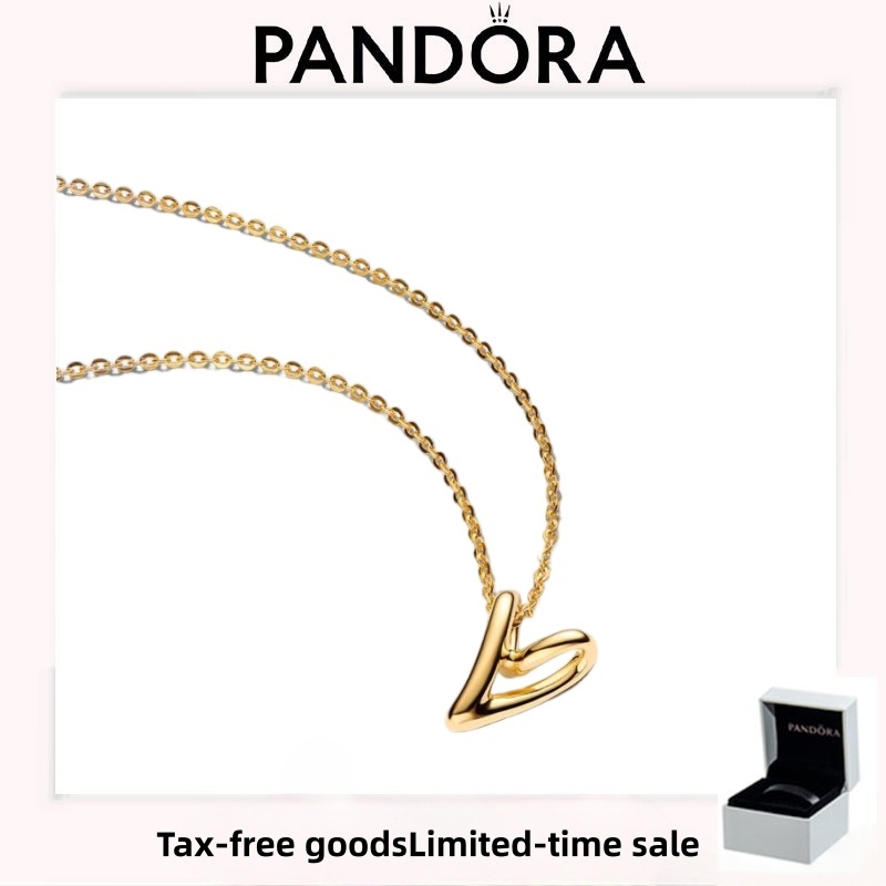 เครื่องประดับ PANDORA (พร้อมกล่อง) คุณภาพสูง Luxury Holiday Love Gift สร้อยคอจี้ขนาดเล็กหัวใจรูปออร์แกนิก